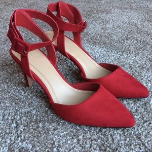 Red Faux Suede Heels